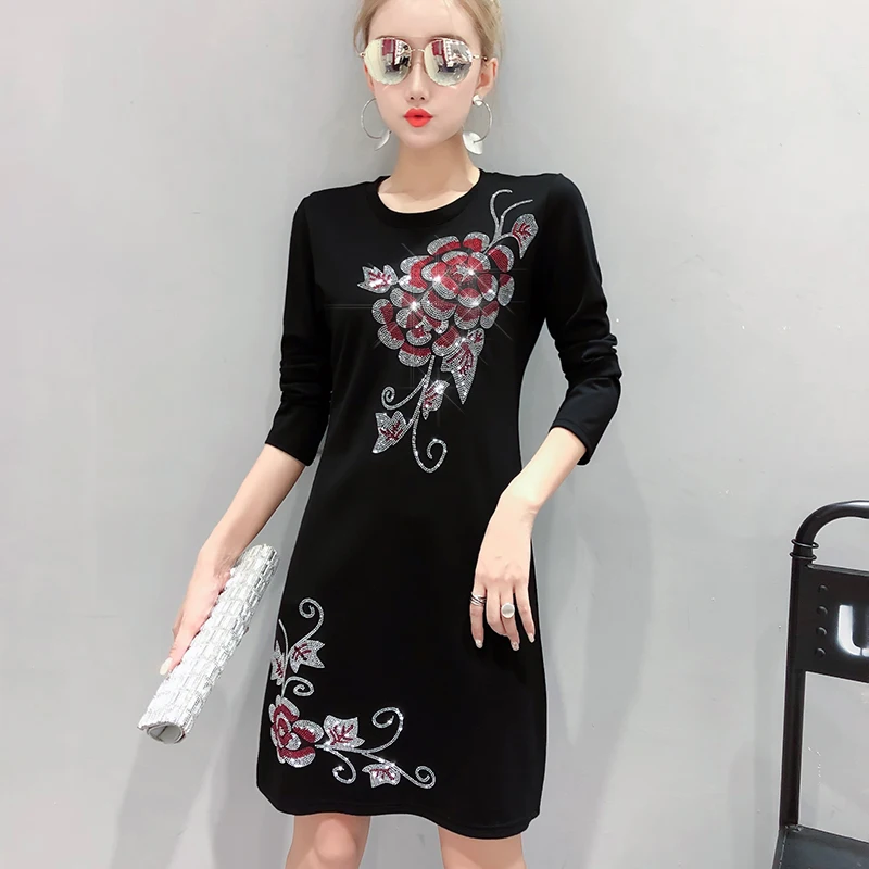 Женское платье с длинным рукавом Повседневное рубашка цветочным принтом и