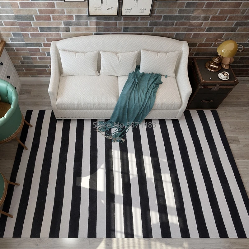 Черно белый ковер скандинавский Декоративный Напольный коврик для спальни