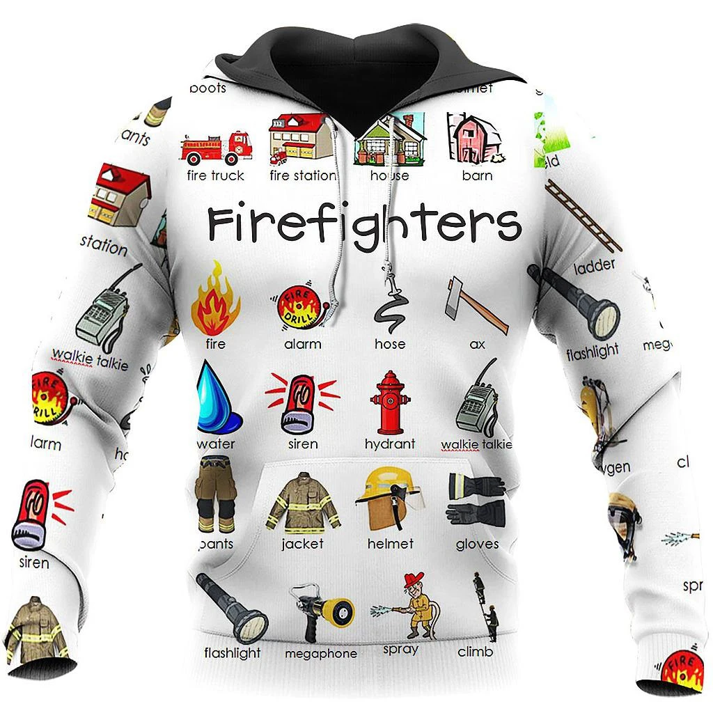 

Куртка с 3D-принтом пожарного и спасения для мужчин и женщин, Повседневная Уличная Толстовка в стиле Харадзюку, пуловер в стиле унисекс