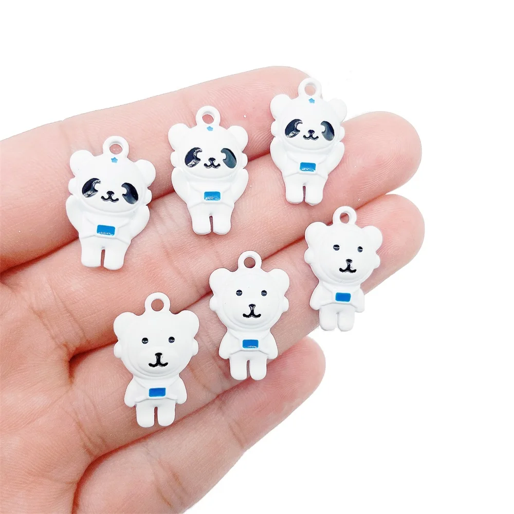 

15Pcs/Set Fashion Design White Cartoon Bear Necklace Charm Accessories Couple Bracelet Earrings DIY Handmade Supplies Wholesale