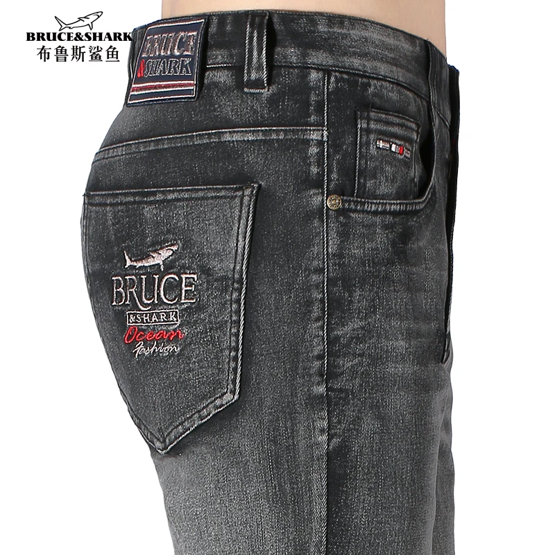 

Winter Men's Jeans Bruce&Shark Fashion Casual Black Jeans Straight Leg Thicken Strech Cotton Soften Loose Super Quality big size