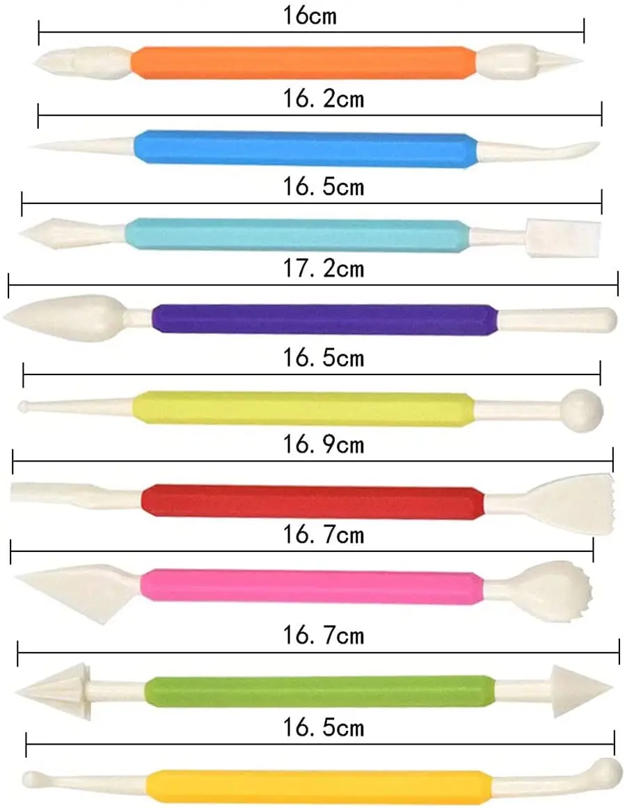 9pc Fondant Model Kit Double-Ended with 18 Sculpting Shape Carving Knife Pen for DIY Icing Cake Sugar Craft Clay Flower Paste | Дом и сад