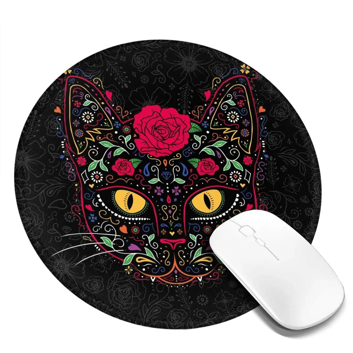 

Kitty Cat Mouse Pad Day of the Dead Kitty Cat Sugar Skull Table Rubber Mousepad Soft Anti-Slip Cheap Print Mouse Mat