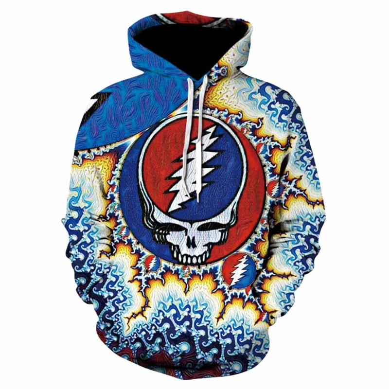 

Blue Funny Totem Skull Hoodie Art Skull 3D Print Sweatshirt Boys and Girls Cool Streetwear Pullover