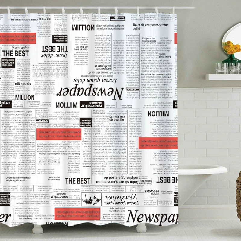 

Комплект душевой занавески для газеты, серебристо-серого цвета, с 12 крючками, украшение для ванной комнаты