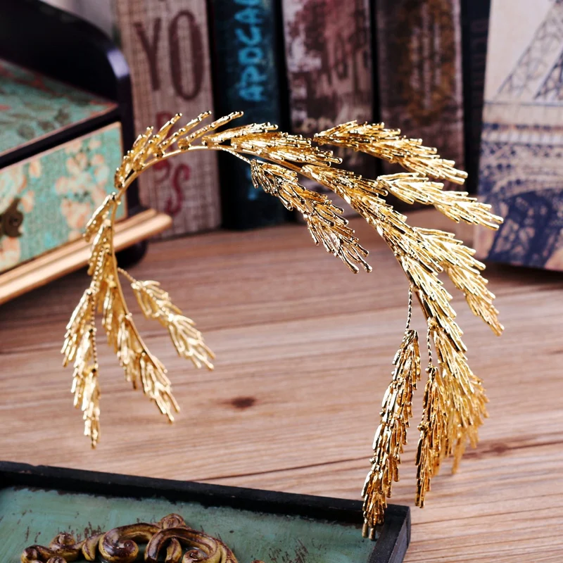 Женская корона в стиле барокко золотистая диадема свадебная тиара аксессуары