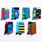 2019 новые мужские носки из хлопка, повседневные, индивидуальный дизайн, животные, фрукты, счастливые, слева и справа, разные подарки для мужчин