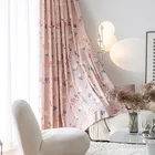 Затемняющие шторы из полиэстера и хлопка, с цветочным принтом