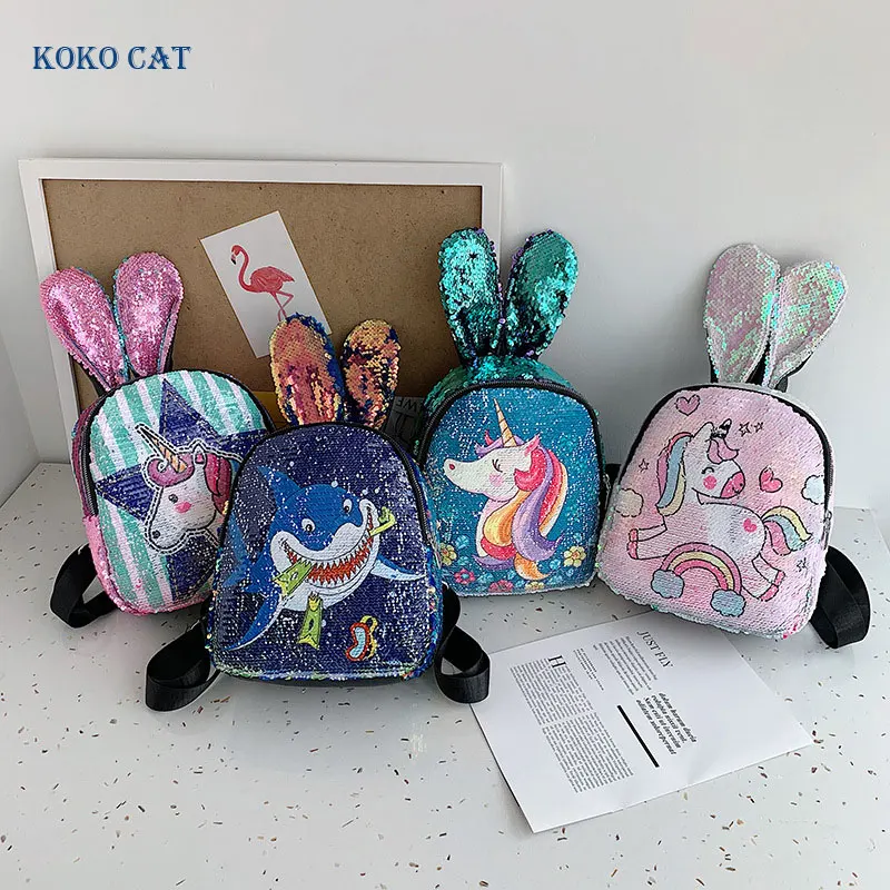 Variable color Sequins Unicorn Backpack girls holographic school bag shining student small backpack children's daypack Mochila