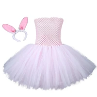 child pink solid easter rabbit dress girls fluffy bunny dress cute kids bunny costume for girls sleeveless birthday tutu dress