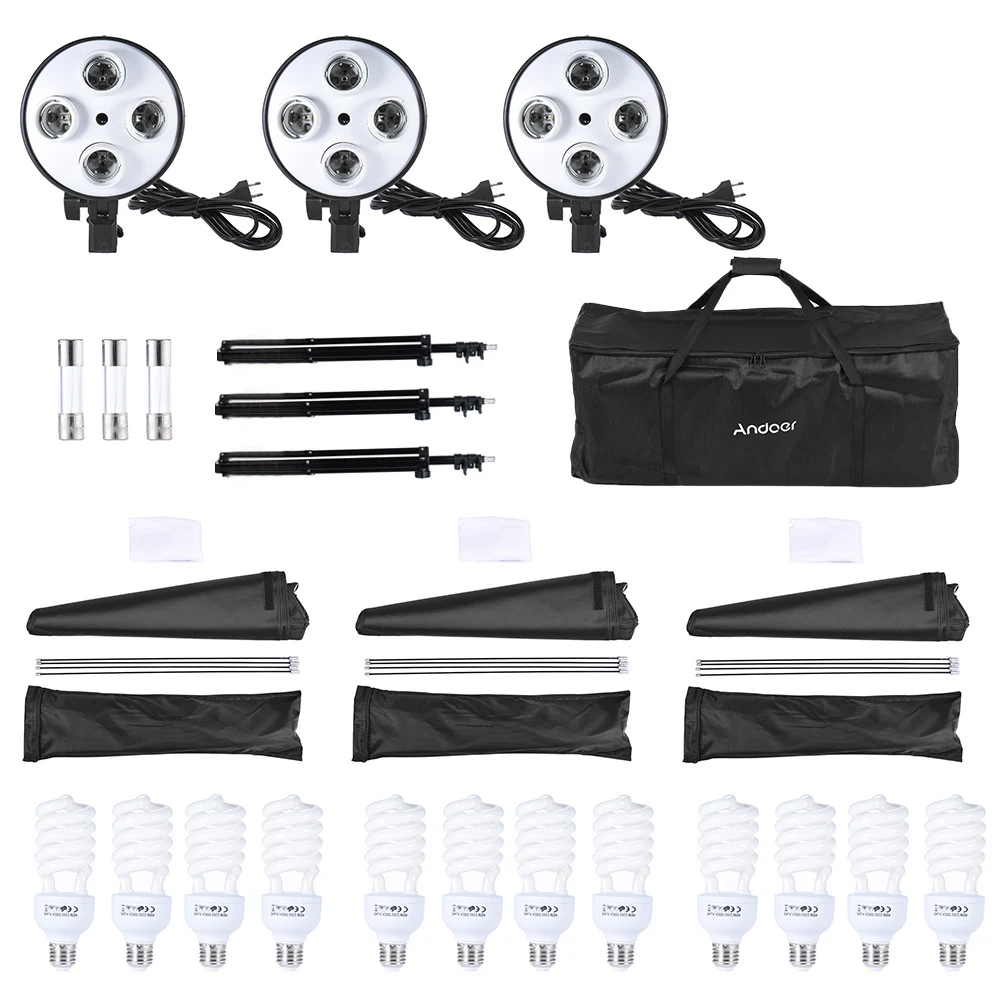 

Andoer Photo Studio Kit Accessories Portrait Product Photography Light Lighting Tent Kit Photo Equipment 45W Bulb Softbox etc.
