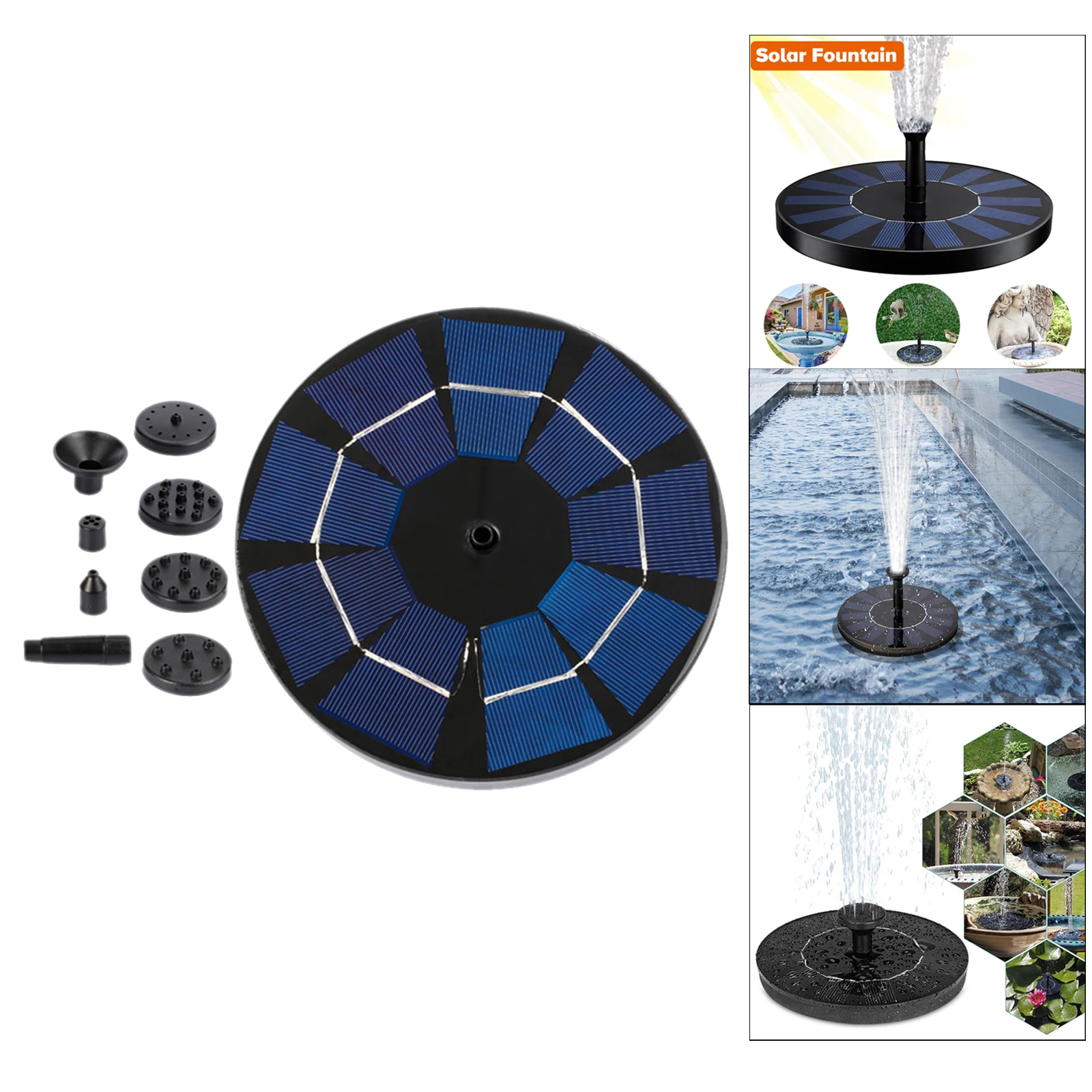 

3W 4.5V Solar Fountain Free Floating Water Pump with 6 Nozzle for Pond Pool
