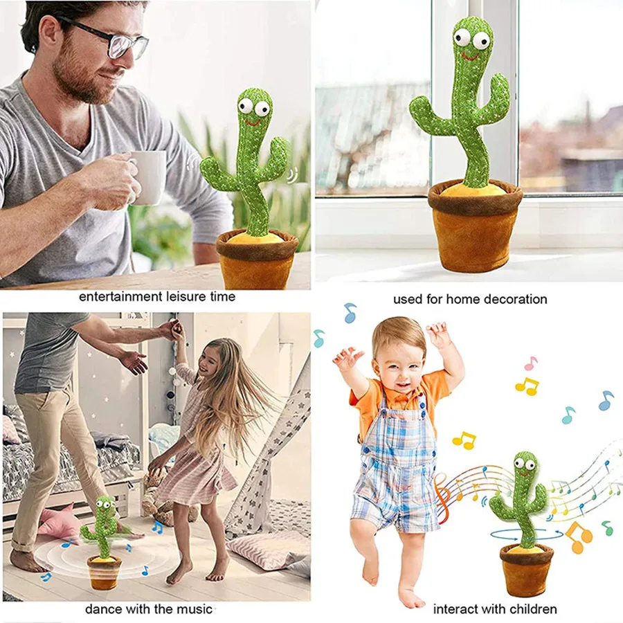 

Singing Electric Plush Cactus 120 English Song Dancing Luminous Cactus Recording Learning To Speak Twisting Plush Toy Cactus Pot