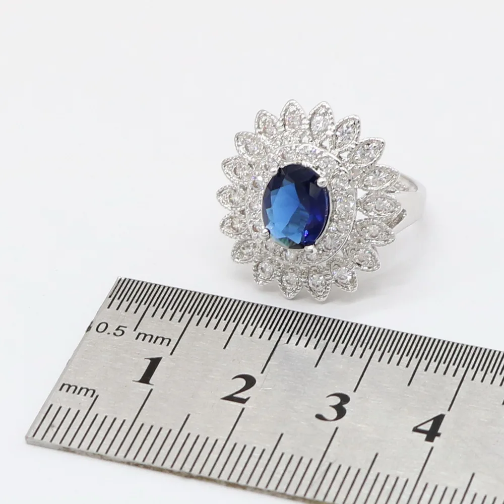 Высокое качество красивый круглый в форме багета с фианитом синий Модный