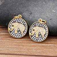 hot sale copper zircon elephant pendants necklace earring for women diy jewelry accessories gold charm necklaces without chain