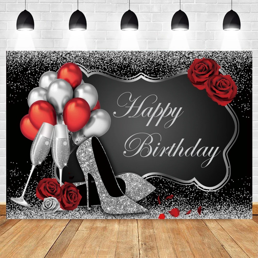 

Yeele Adult Birthday Backdrop Photography Glitter Balloon Photocall Portrait Party Decor Background Photographic Photo Studio