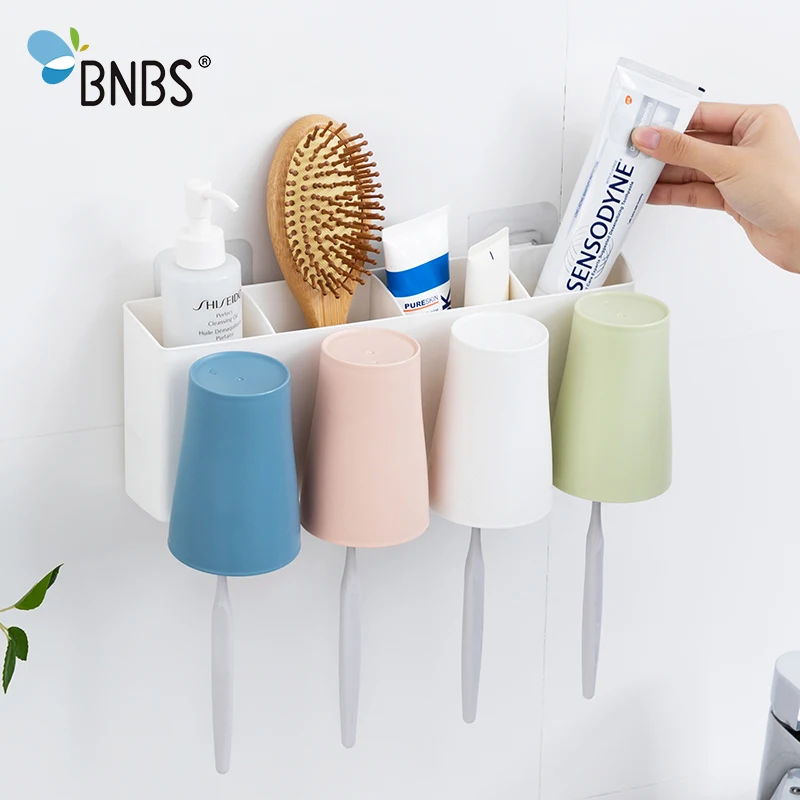 BNBS Wall Toothbrush Toothpaste Holder Bathroom Accessories Organizer For Toothbrushes Tooth Brush Cup Products | Дом и сад