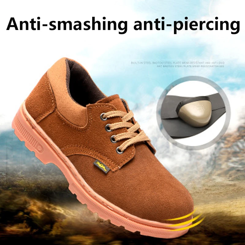 Стальные мужские ботинки с низом из говядины высококачественные защитные