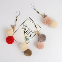 beautiful korean style smart phone strap lanyards for iphone samsung cute wool ball decor mobile phone strap rope phone charm