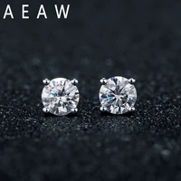0 5ct 1ctw moissanite gemstone stud earrings for women solid 925 sterling silver d color solitaire fine jewelry and 10k gold