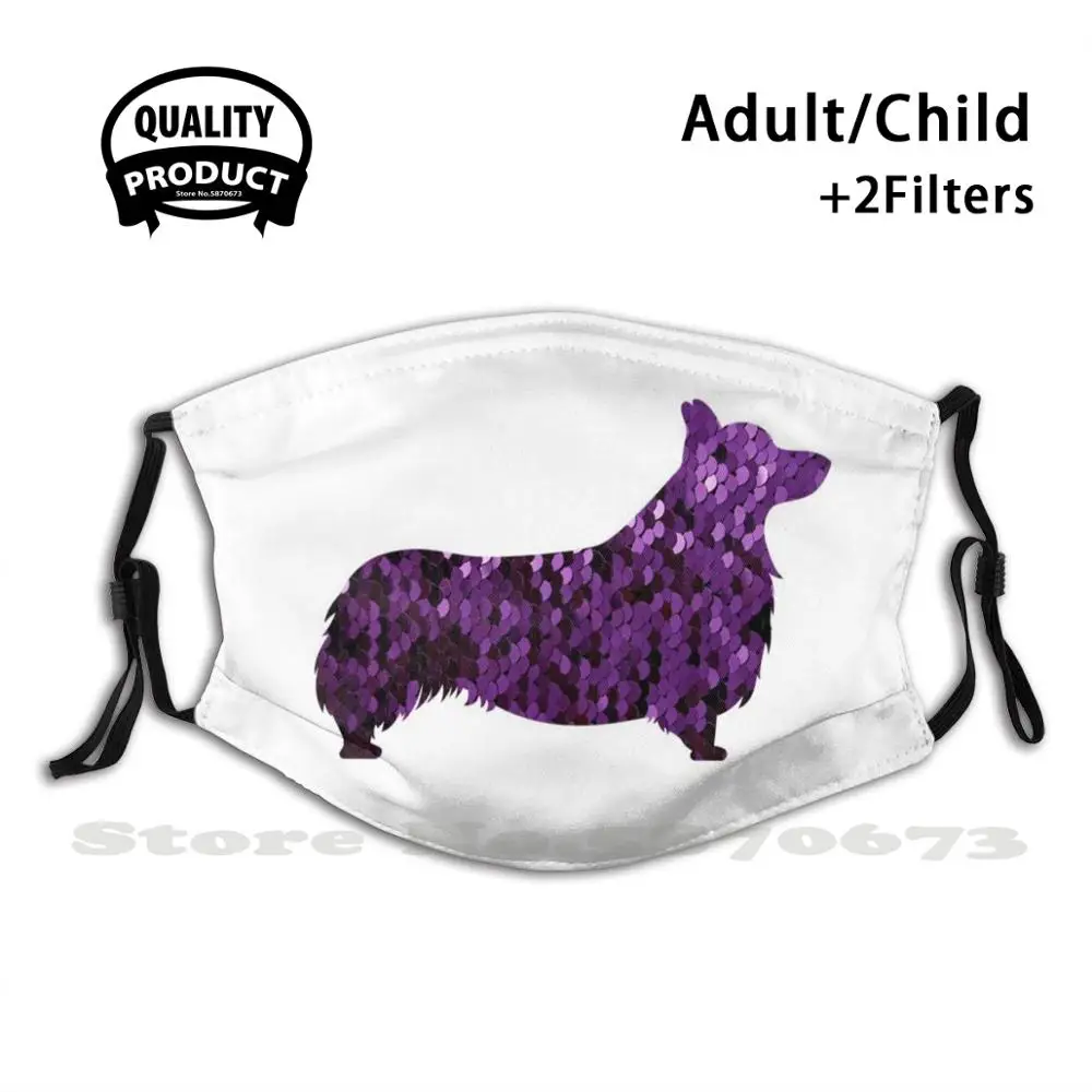 

Забавная крутая Тканевая маска с блестками корги валлийский корги с блестками корги собаки Щенка Мопса щенка животных питомцев