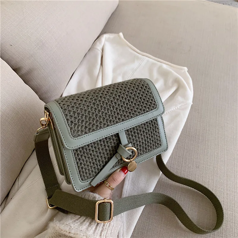 Mowah Wool Woven Women Bag Korean Style Shoulder Autumn and Winter Crossbody Small Square Handmade Bags BIW438 PM49 |