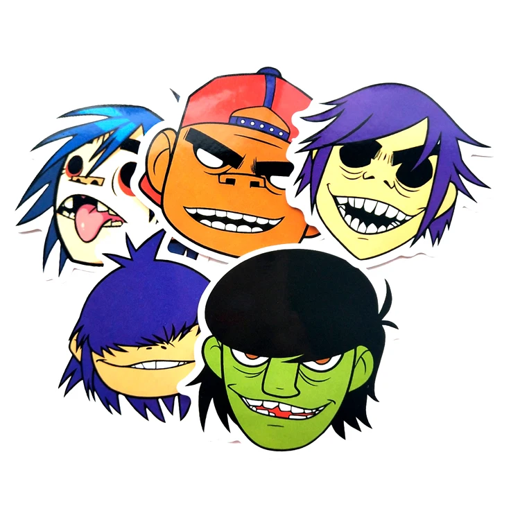 5 шт. стикеры Gorillaz в стиле хип-хоп для ноутбука скейтборда лыж сноуборда