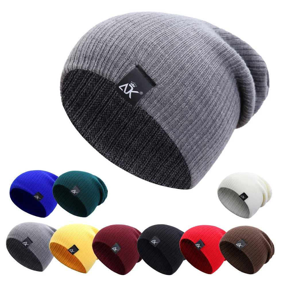 

Label Solid Color Knitted Hat Warm Hip Hop Beanie Fashion Autumn Winter Hats Unisex Bonnet Casual Skullies Bonnets For Women Men