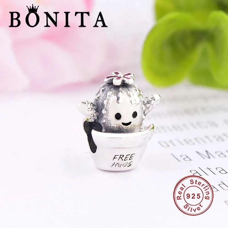 Оригинальный Шарм-обнимашка из стерлингового серебра 925 пробы кактус подвеска