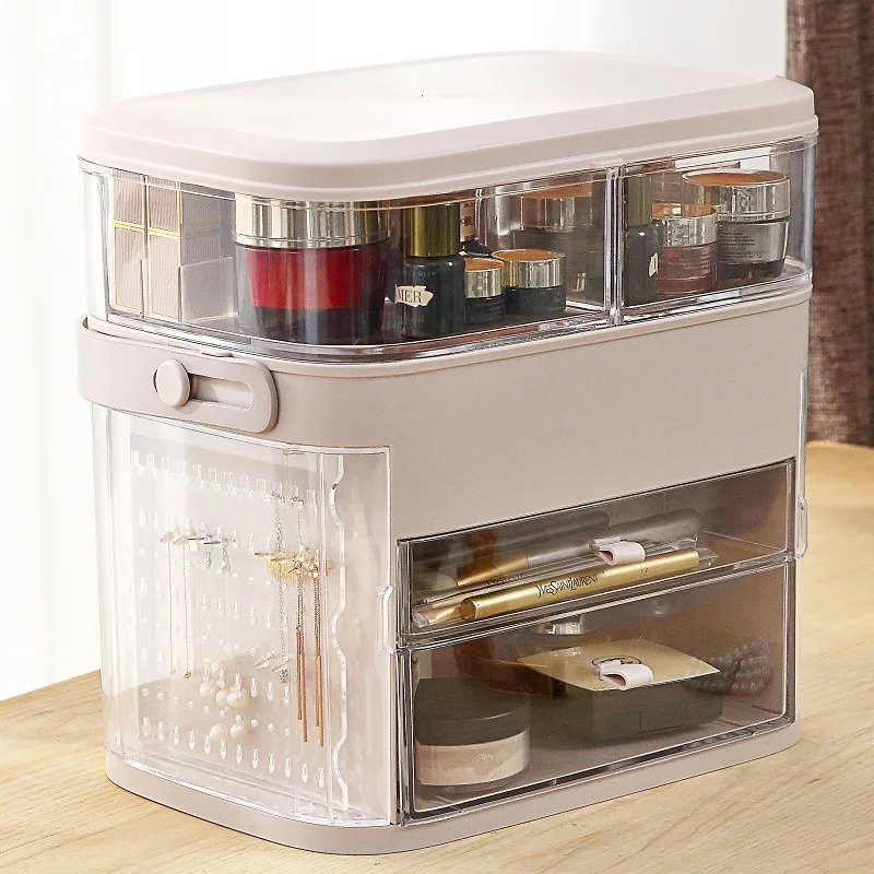 

Модный вращающийся органайзер для хранения косметики, коробка для драгоценностей, фотоакриловая коробка для хранения косметики, компактна...