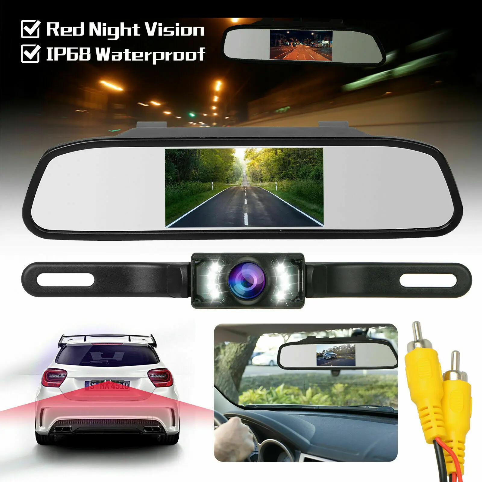 Автомобильная камера заднего вида зеркало монитор ночного видения 4 3 дюймов со