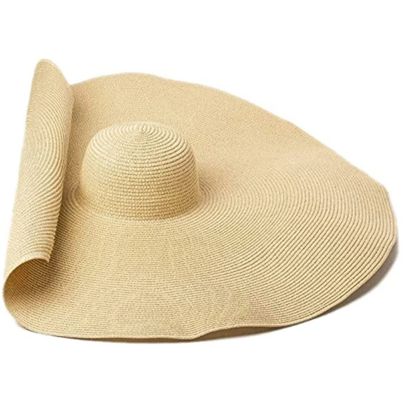

80cm Big Eaves Oversized Beach Hats for Women Large Straw Hat Seaside Sun Protection Uv Protection Foldable Sun Shade Hat