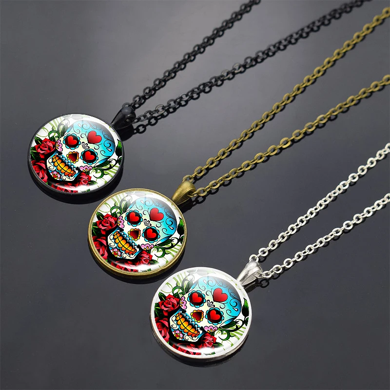Стеклянная подвеска День мертвых для мужчин и женщин|Подвески| |