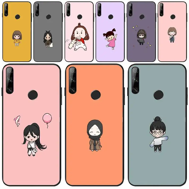 BaweiTE Cute little girl Soft Silicone Black Phone Case For Huawei Y5 Y6 Y7 Y9 Prime Pro II 2019 2018 | Мобильные телефоны и