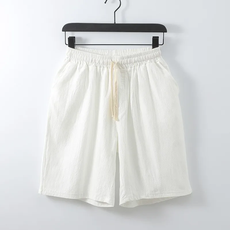 

Plus Size 6XL Men Cotton and Linen Shorts Summer Street Casual Knee Length Pants Comfortable Loose Fit Straight Leg Shorts