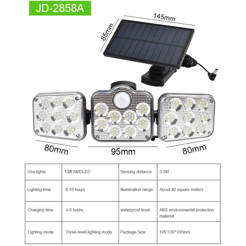 

LED Solar Lights Outdoor Wall Lamps Waterproof Street Spotlight Motion Sensor Solar Powered Garden Light With Remote Control