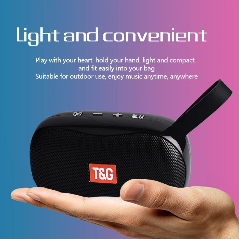 TG173 Мини портативная беспроводная колонка с Bluetooth для использования на открытом воздухе, с возможностью TWS-соединения, 3D-стерео звуком окружающего звучания, поддержкой FM и TF-карт.