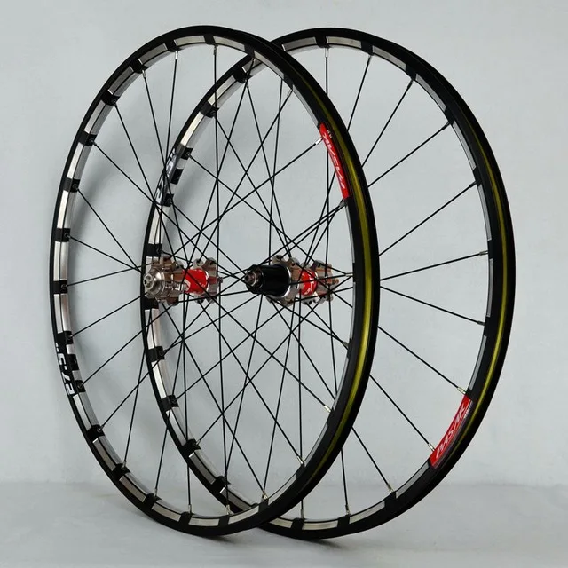 27.5 titanium red 26 inch mountain bike mountain bike wheels 24 hours to draw the front 2 rear bearing hub Japan 4 super smooth 27.5 inch wheels - Color: 27.5 titanium red