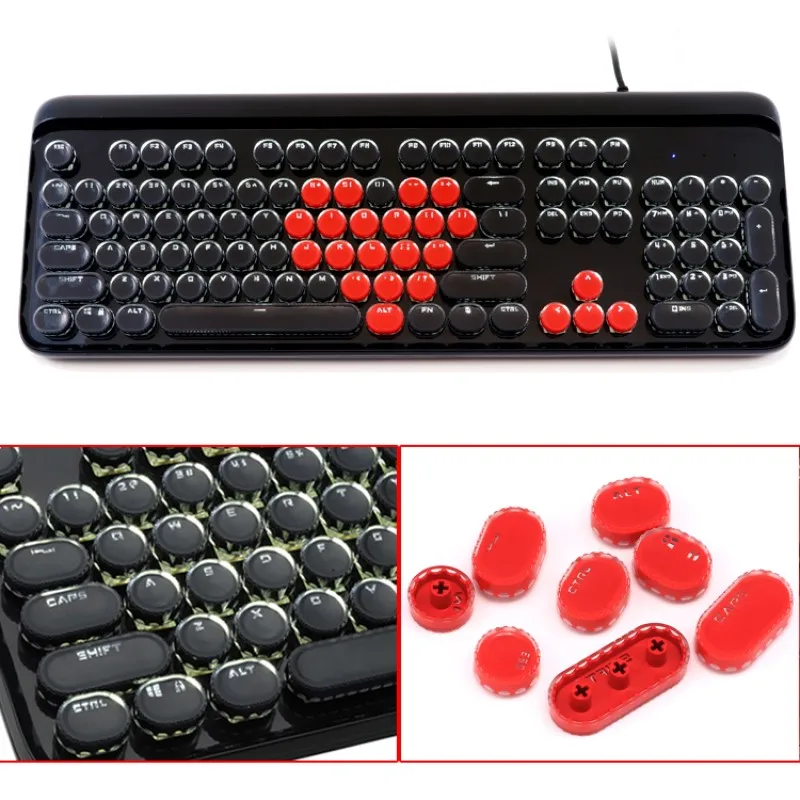 

Персонализированная механическая клавиатура с трансмиссией, колпачки клавиш в стиле панк, полупрозрачная версия, колпасветильник клавиш с...