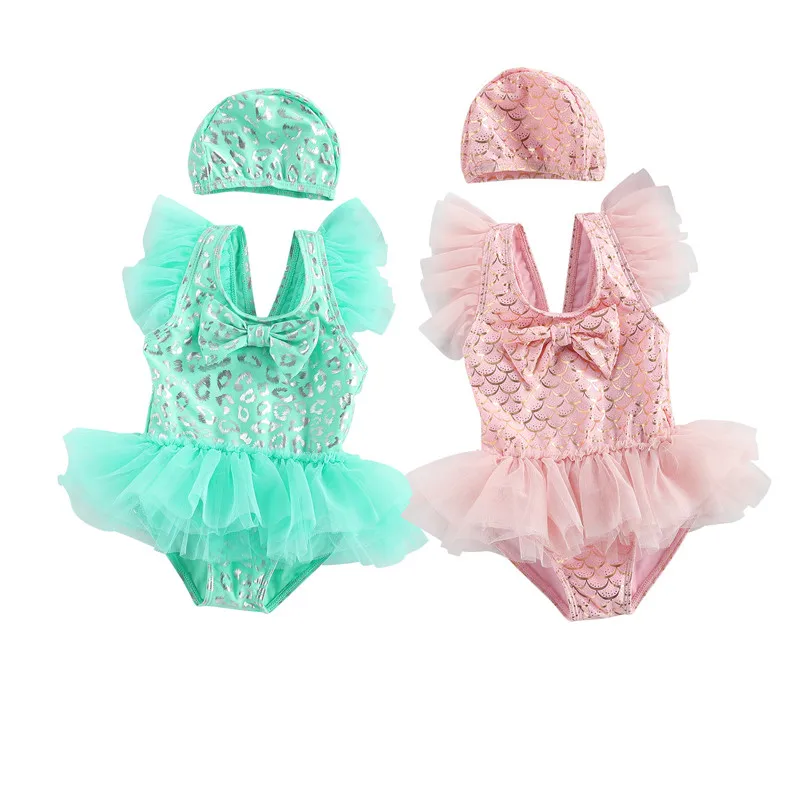 Купальник для новорожденных девочек с леопардовым принтом Тюлевое платье