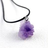 1pc fashion amethyst healing stone pendant natural quartz stone raw crystals for men women jewelry purple reiki mineral gift