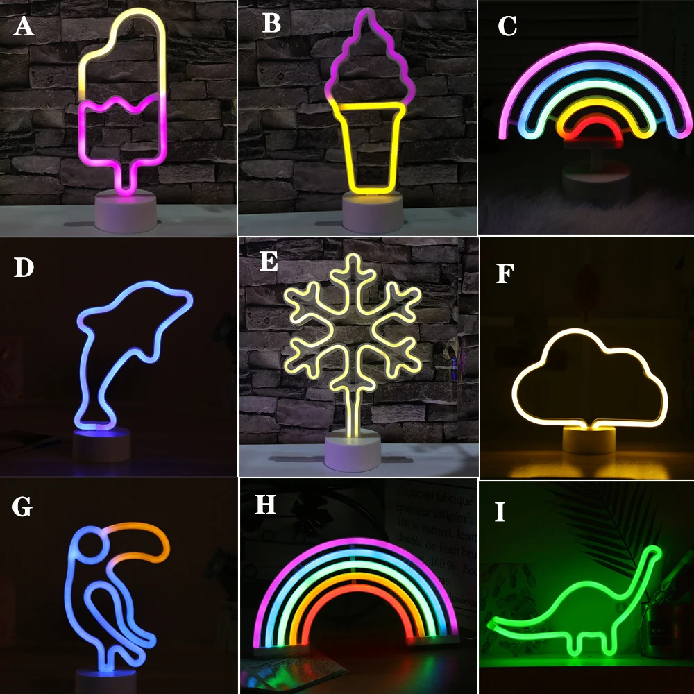 Светодиодный неоновый светильник с питанием от USB/аккумулятора цветной USB