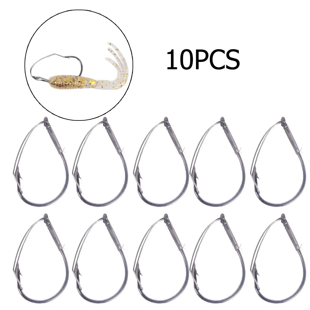 

10pcs/set Wacky Rig Hooks Weedless Barbed Fishig Wide Gap Bass Single Hook High Carbon Steel Size Opt For Worms Baits