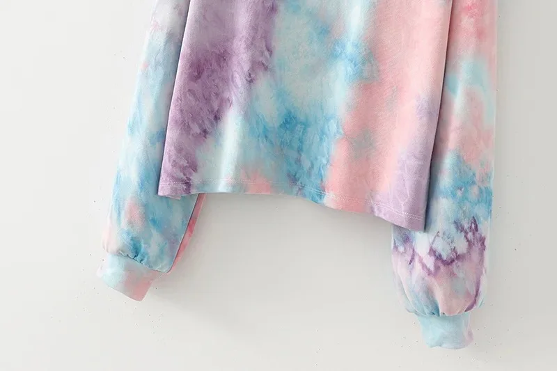 

Vintage Cotton oversized crewneck sweatshirt Women's 2020 Autumn Gradient Color Tie-Dye Hoodies Loose Pullover Women sweatshirt