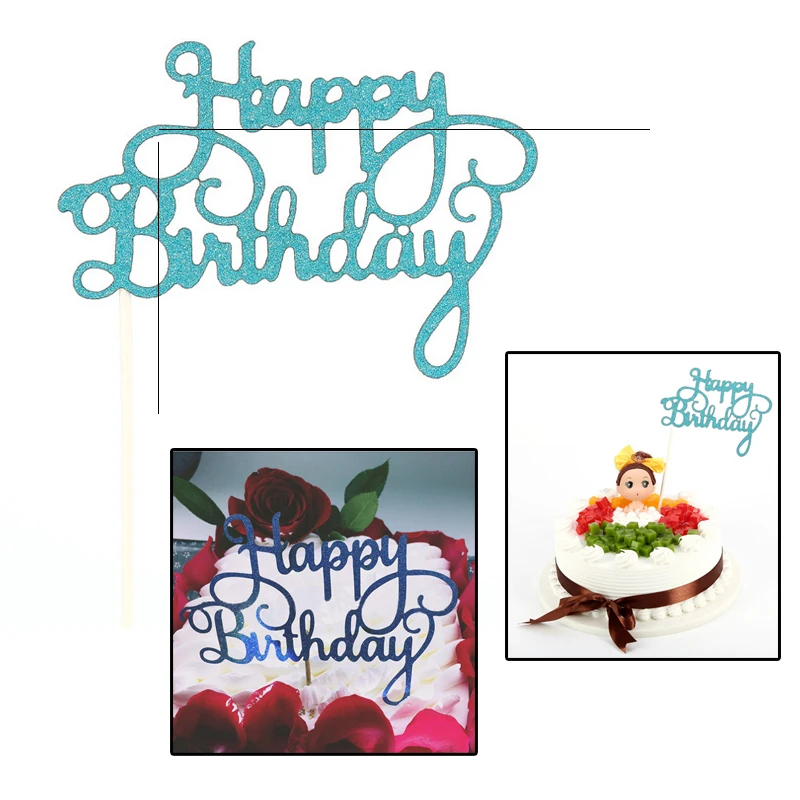 New Cake Toppers Cupcake Flag for Birthday Party Decor Supplies Kids Topper Happy | Дом и сад