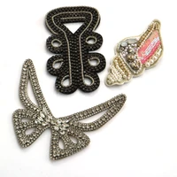 fashion butterfly rhinestone beaded patches for clothing diy sewing patch embroidered applique decorative sequins parches