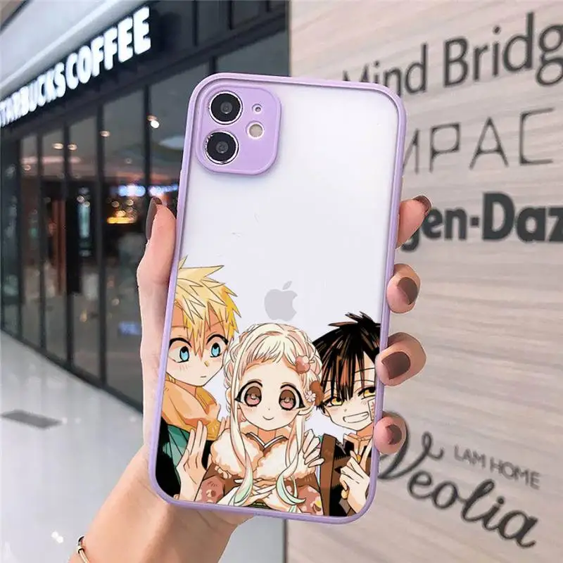 

Jibaku Shounen Hanako kun Phone Case For iPhone 12 11 Mini Pro XR XS Max 7 8 Plus X Matte transparent Purple Back Cover