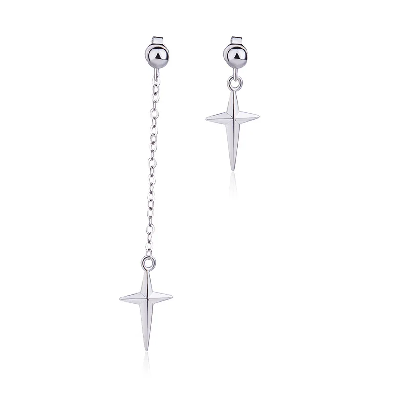 Silver Color Cross Charm Drop Dangle Earrings Asymmetric For Women Fashion Jewelry Gift | Украшения и аксессуары