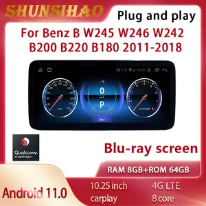 shunsihao qualcomm android all in one car radio for 10 25 benz b b200 b220 b180 w245 w246 w242 2011 2018 blu ray navi carplay free global shipping