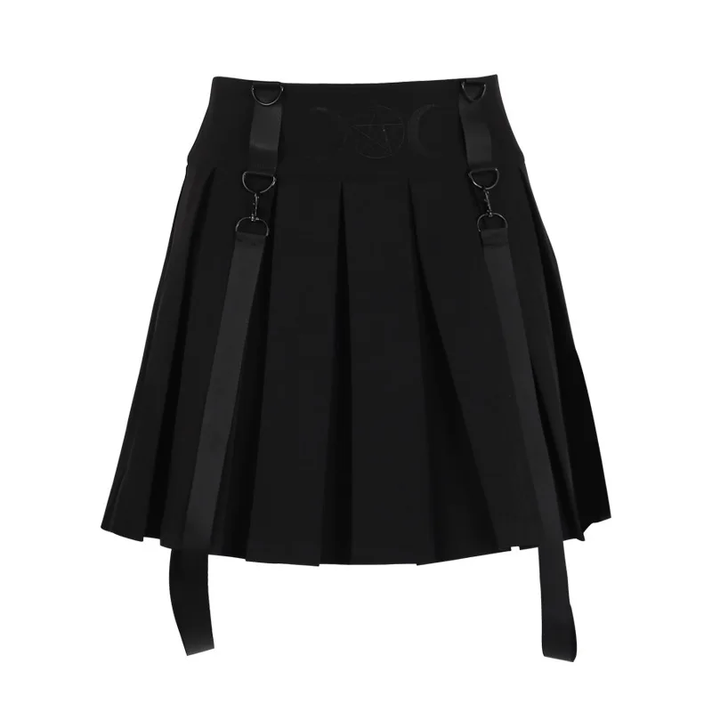 

2020 Black Gothic Pleated Skirt Punk Style High Waist Cool Chic Vintage Skater Jurken Harajuku Women's Mini Short Skirts Female